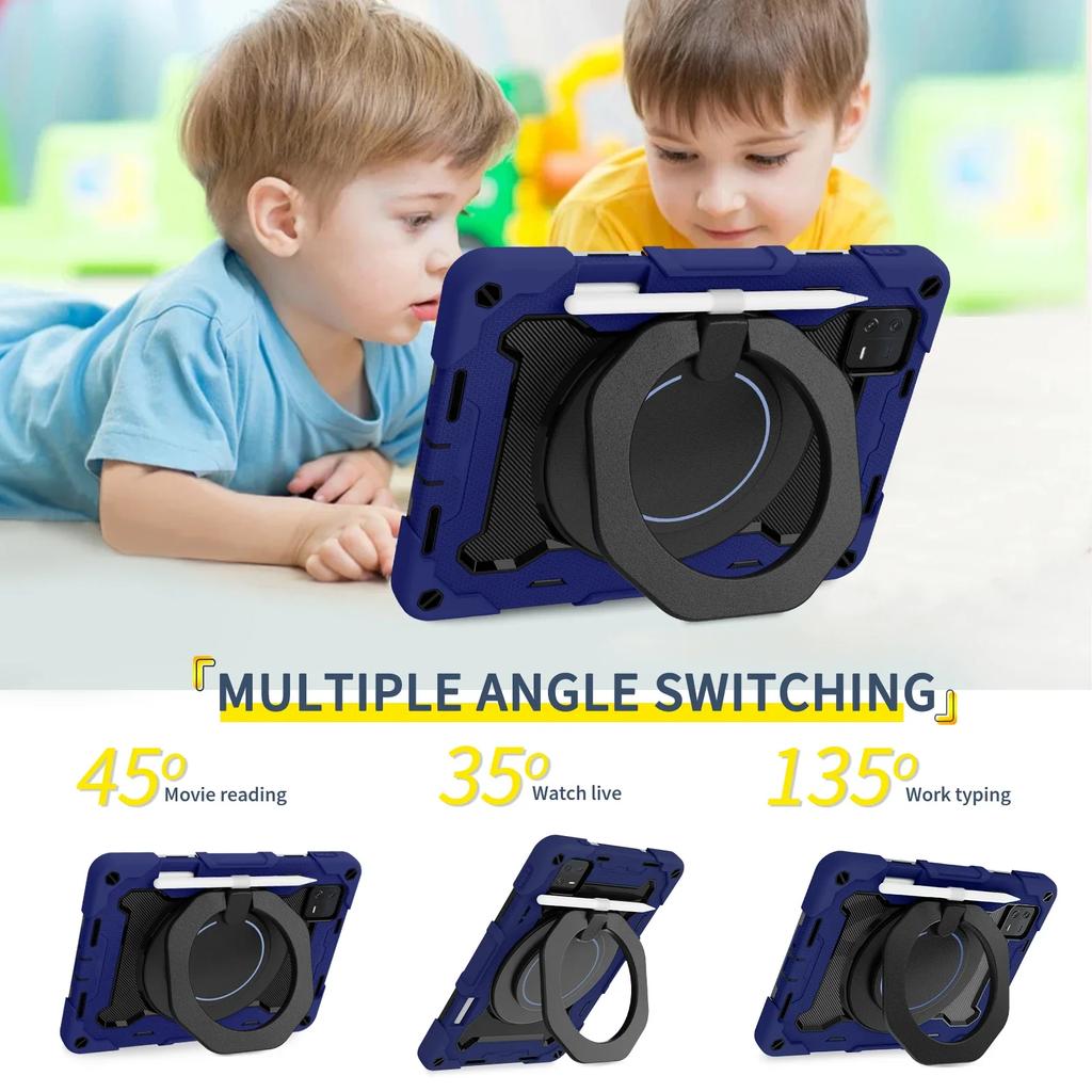 Kids Case For Xiaomi Pad 5 6 Pro 11 inch 5Pro 12.4 Rotating Cover For Redmi Pad SE 11 10.61 inch 2022 Armor Stand Tablet Coque