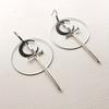 Черная Луна, серебристый меч, полый круг, дизайн, висячие серьги в готическом стиле, креативный подарок для женщин и девочек, повседневные