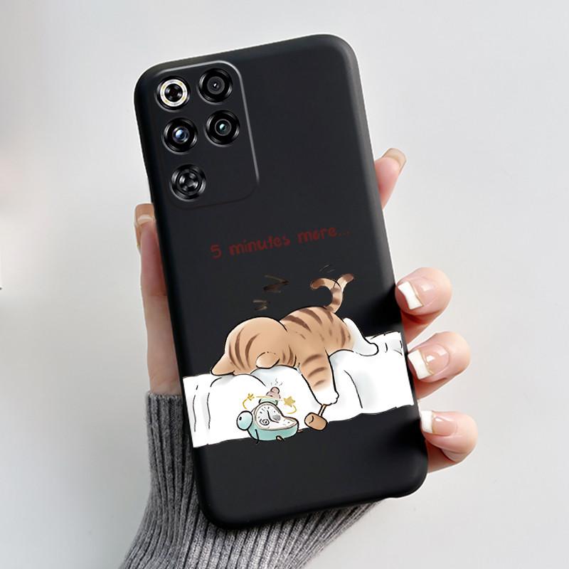 Чехол для ZTE Nubia Red Magic 11 Pro Милый Кролик с Сердечками Смешной Черный Матовый Мягкий Силиконовый Чехол для Телефона RedMagic 11 Pro + Плюс
