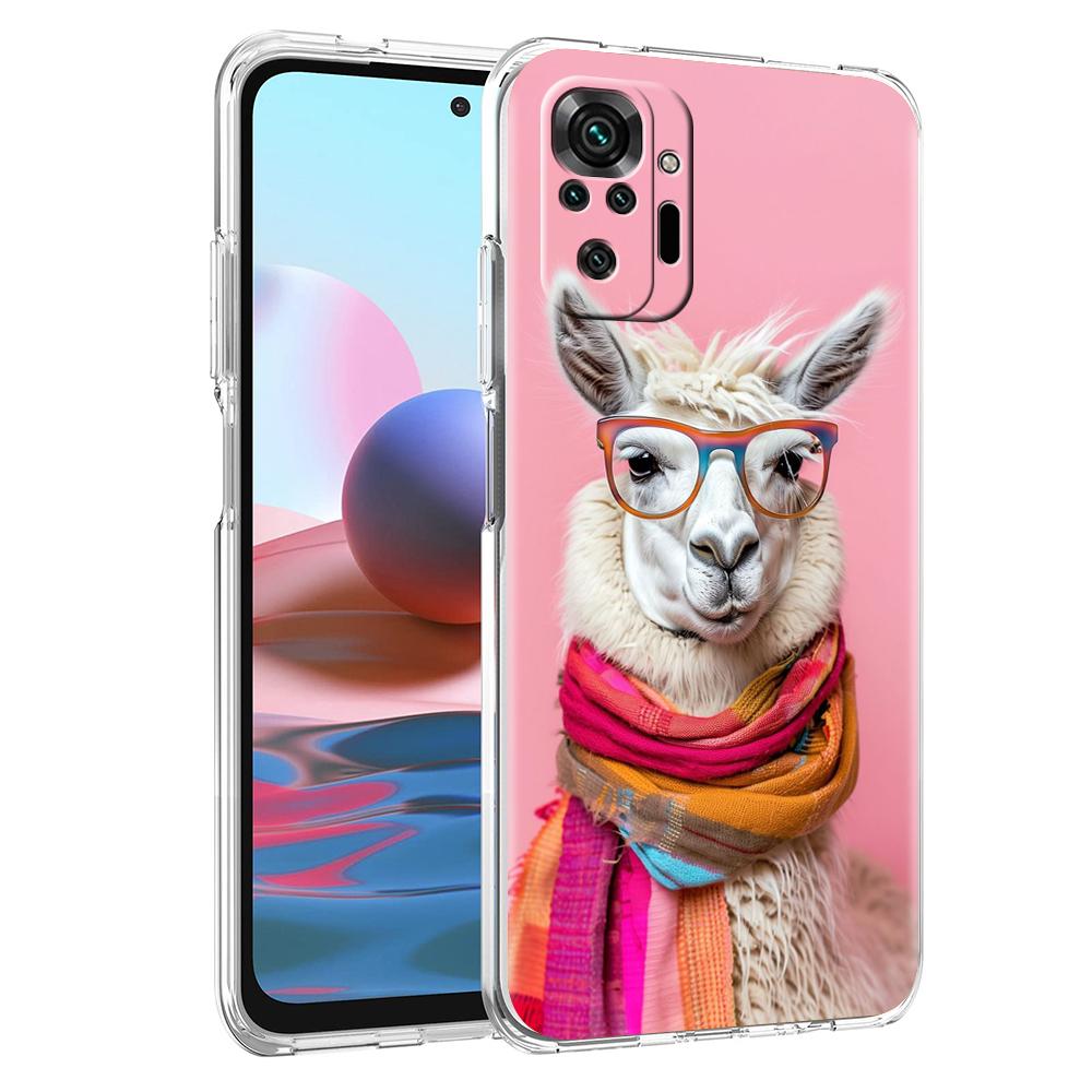 Transparent Phone Case for Redmi 13C 12C 10C Note 13 12 11 11T K40 Gaming Plus Pro 4G 5G Soft TPU Cover Shell Cute Alpaca Donkey