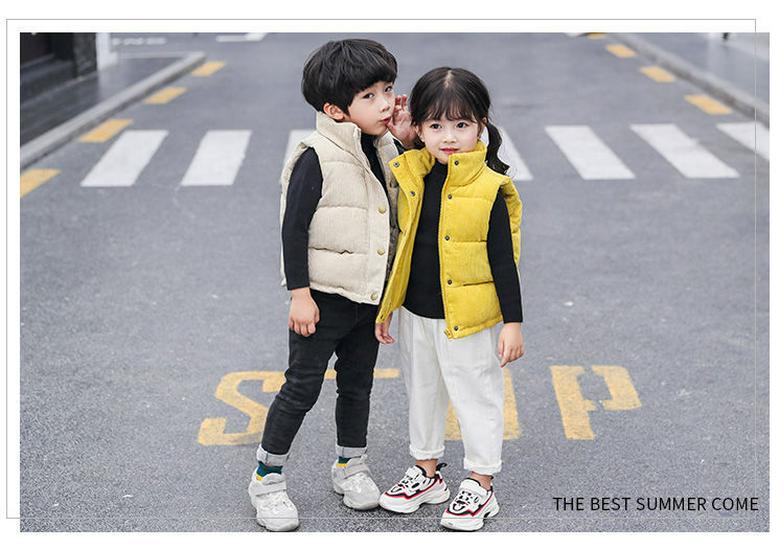 2026 Autumn/Winter Macaron Kids' Cartoon Down Vest - Unisex Button-Up