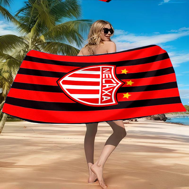 Football Crest Heartbeat Printed Microfiber Beach Towel, Soft And Absorbent, Quick-Dry, Ideal for Summer Travel, Beach Essential, Swimming Pool