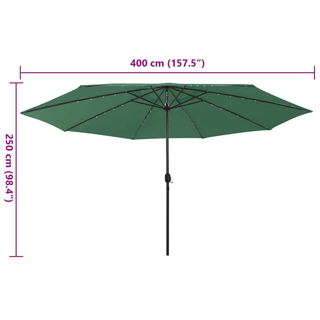 LED Illuminated Sun Umbrella 400 cm Green