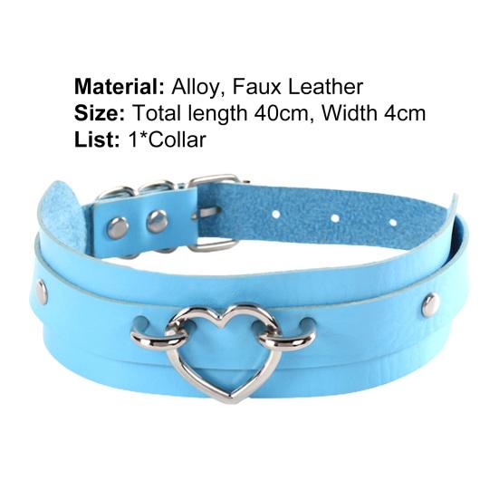 Готическое регулируемое металлическое колье-чокер с пряжкой для женщин, с декором в виде сердца, колье-чокер из искусственной кожи, ювелирный аксессуар