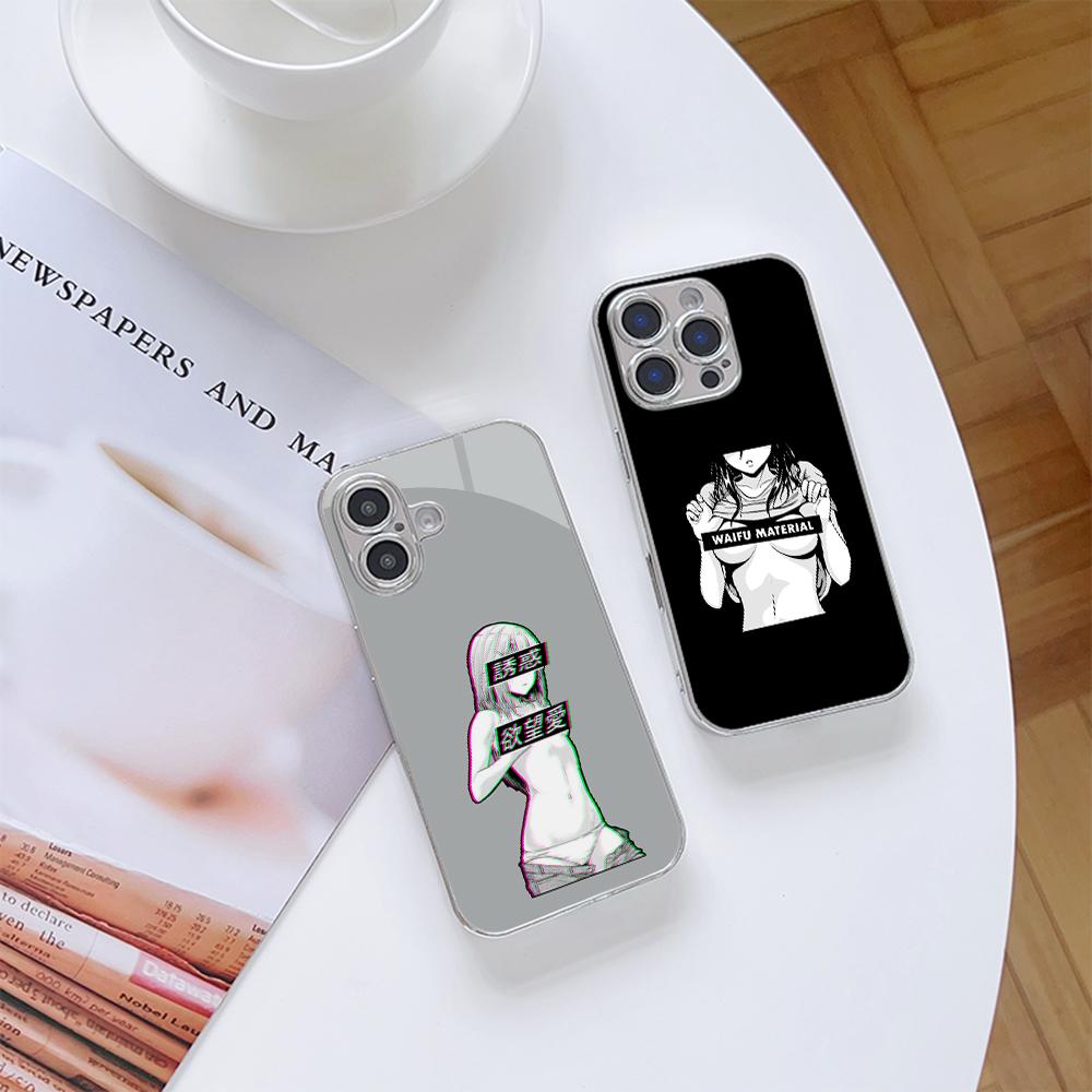 Чехол для телефона N172 Hentai Harajuku Anime Girl для iPhone 16 15 Pro Max Samsung S24 S23 A54 A35 Xiaomi Redmi Note 13 Pro с покрытием из закаленного стекла