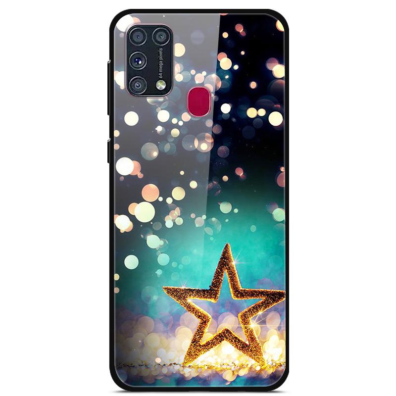 For Samsung A21S Case 2020 Lovely Tempered Glass Phone Hard Back Cover Cases For Samsung Galaxy M31S M21 M31 s Silicon Bumper