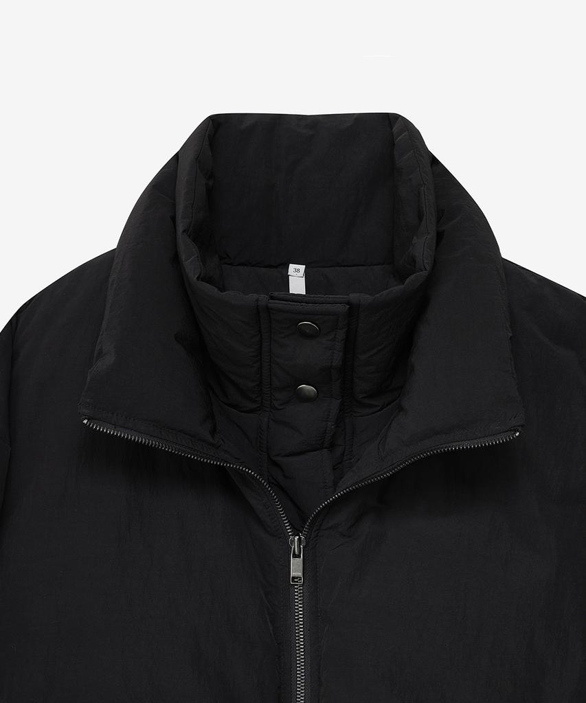 Noirer For Woman Crop Layered Puffer Jacket (Black)