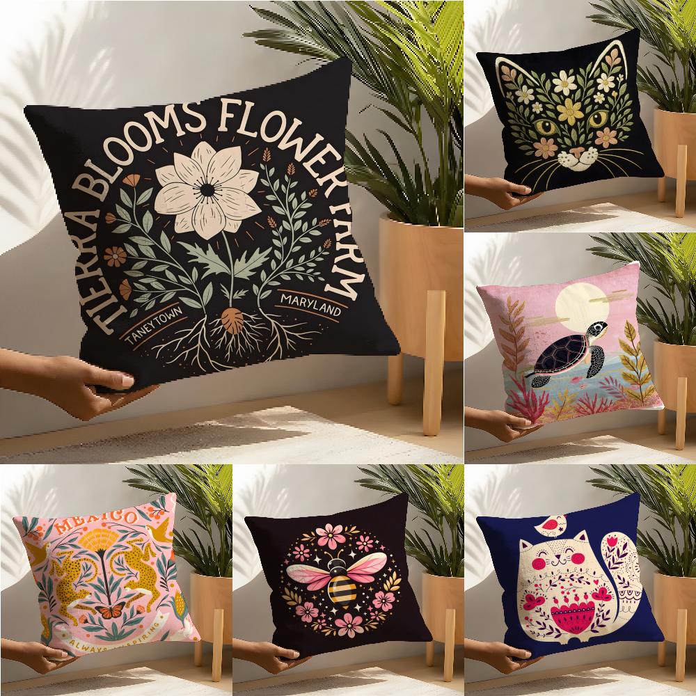 Abstract Natural Animal For Home Decor Pillow Case Cotton Linen Fabric Square Zipper Pillowcase Home Decorative Living Room