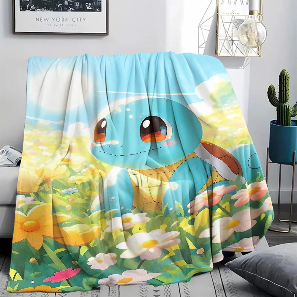 Фланелевое одеяло с рисунком «Черепашка» (Squirtle), Высококачественное, Удобное для всех сезонов, Декор для дома, Тепло и уют, Идеально для подарков.