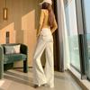 Khaki old money wind slightly pull jeans women's spring new milk tea high waist non-stick leg flared pants