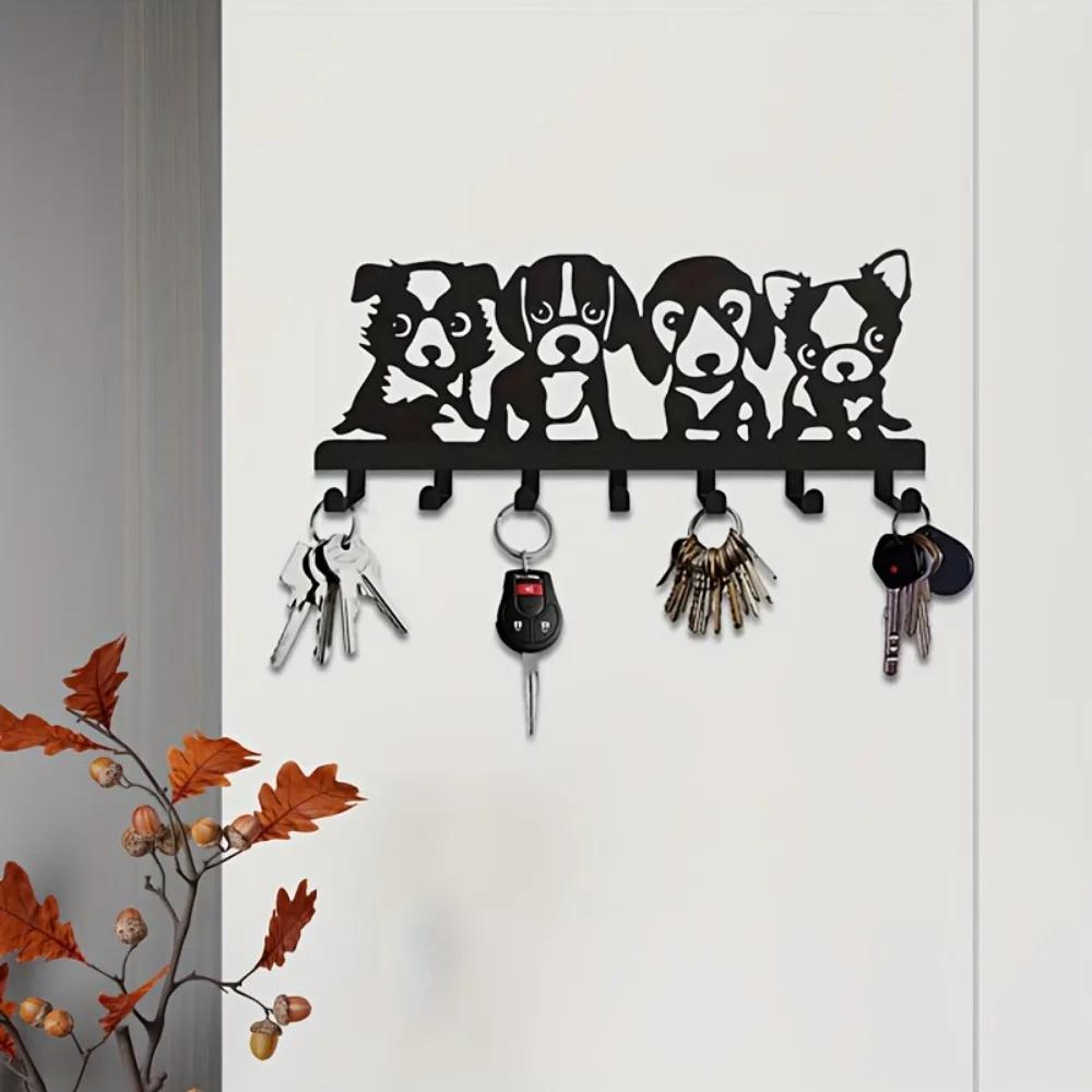 Стильный металлический настенный крючок в форме собаки, легко устанавливается и подходит для пальто, шляп, полотенец и ключей, идеальное дополнение к домашнему декору