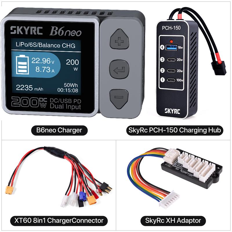 SkyRC B6neo Smart Charger DC 200W PD 80W LiPo Battery Balance Charger SK-100198 Compact 6S Charger Discharger Skyrc b6 neo