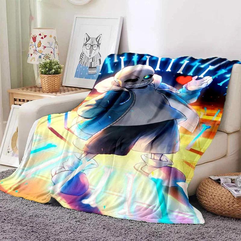 Funny U-Undertale Sans 3D Print Blanket Super Soft Warm Fleece Throw Blanket for Underground Legend Game Sofa Bed