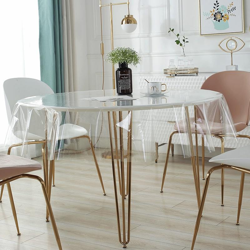 0.23mm Transparent Thin Circular Tablecloth PVC Soft Glass Tables Cover That Can Sag Plastic Film Waterproof Wash Free Tea Table Protection Pad Mat