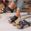 Fashion Women Wedges Slippers New Summer Retro Platform Sandals Women Peep Toe Elegant Slippers Anti-slip Outdoor Shoes Slides Women