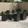 Outdoor Table Set 7 Pieces Black Poly Rattan
