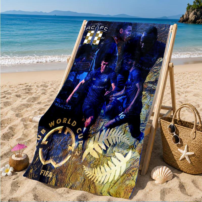 Auck-land Football Club Printed Microfiber Beach Towel, Soft And Absorbent, Quick-Dry, Ideal for Summer Travel, Beach Essential, Swimming Pool