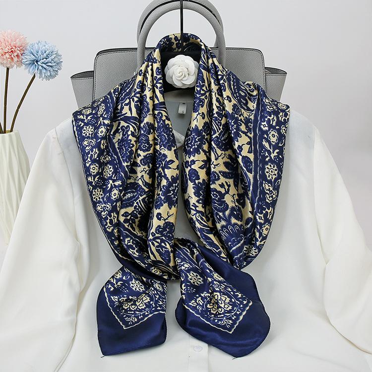 90 см модный платок шейные шарфы женские квадратные шали обертывания бандана головной платок для дам