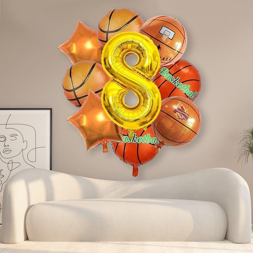 9Pcs Giant 22 Inch Basketball Birthday Star Sports Party Supplies Basketball Balloons  Boys