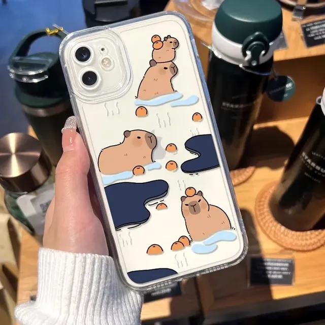 Чехол для телефона с милым мультяшным капибарой для Iphone 12 13 11 14 15 Pro Max X XS MAX XR 7 8Plus SE2, мягкий чехол с забавной парой животных, чехлы