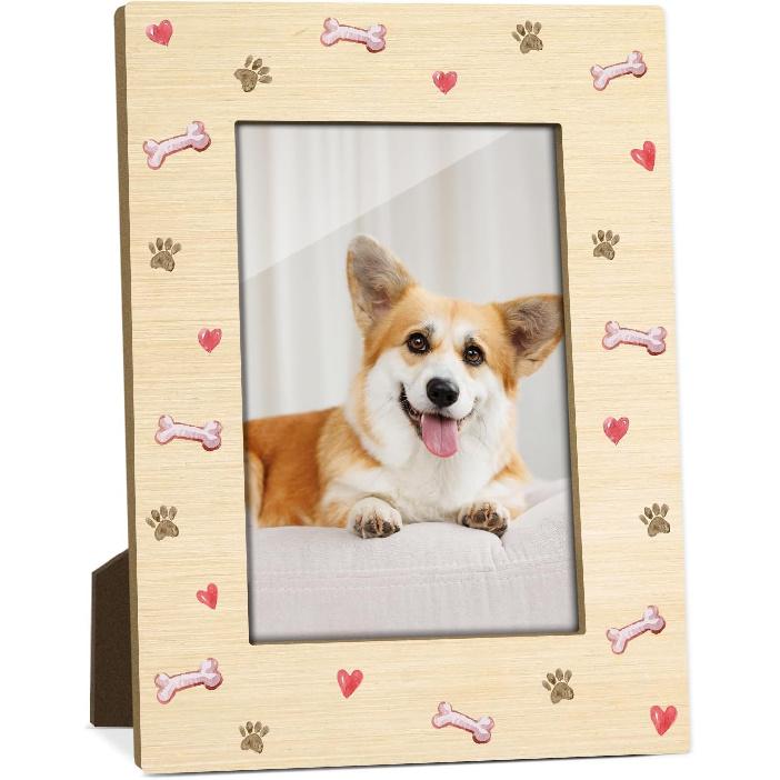 Pet Picture Frame, 4x6 Wood Photo Frame, Gift for Pet Lover Owner, Picture Photo Frames for Desk Decor, Memorial Cat Dog Keepsake -52