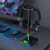 Стойка для игровых наушников Lanxinda EB01-B с RGB-подсветкой, управление через USB, двойные USB-порты, материал ABS, неоновые лампы