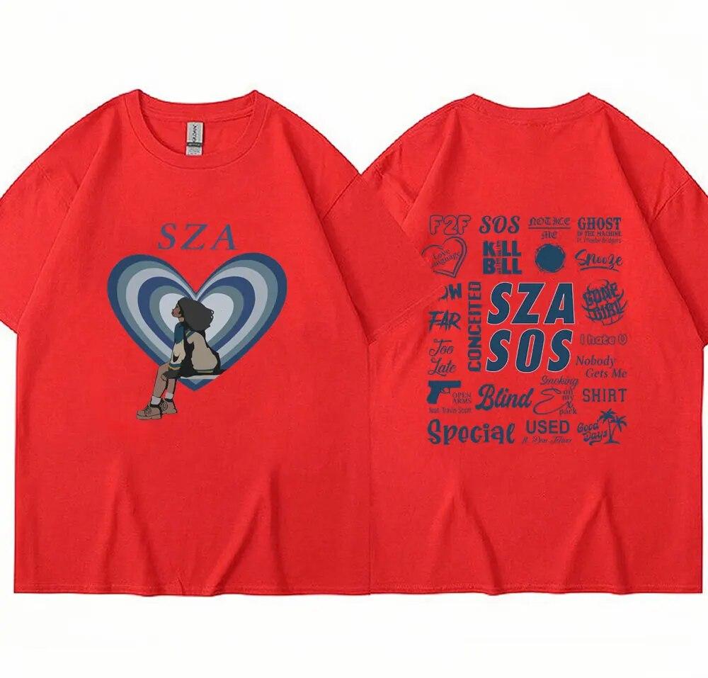 SZA новый музыкальный альбом SOS футболка унисекс женские модные футболки больших размеров в стиле хип-хоп Harajuku Повседневная хлопковая летняя футболка уличная одежда Y2K