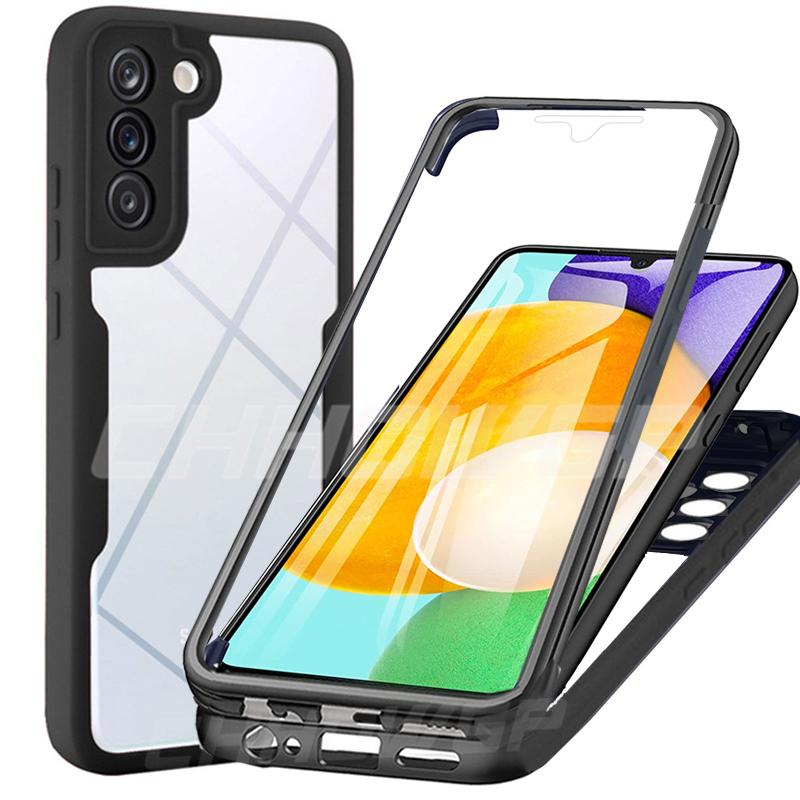 Прозрачный чехол с полной защитой на 360 градусов для Samsung Galaxy S22 Ultra S21 A53 A33 A73 A22 A32 A12 A51 Redmi Note 11 10C iPhone 13 12 Pro Max, двухсторонний чехол