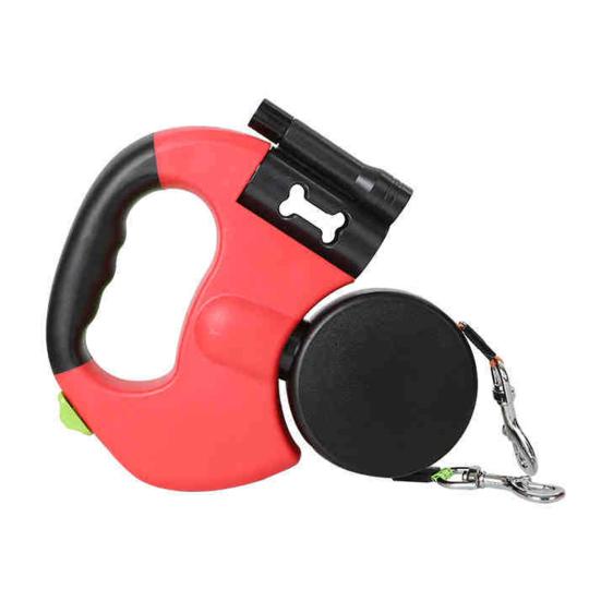 Двойной выдвижной поводок для собак Сверхпрочный Двуглавый поводок для собак с вращающимся на 360 градусов вертлюгом и светодиодной подсветкой для маленьких, средних и крупных собак