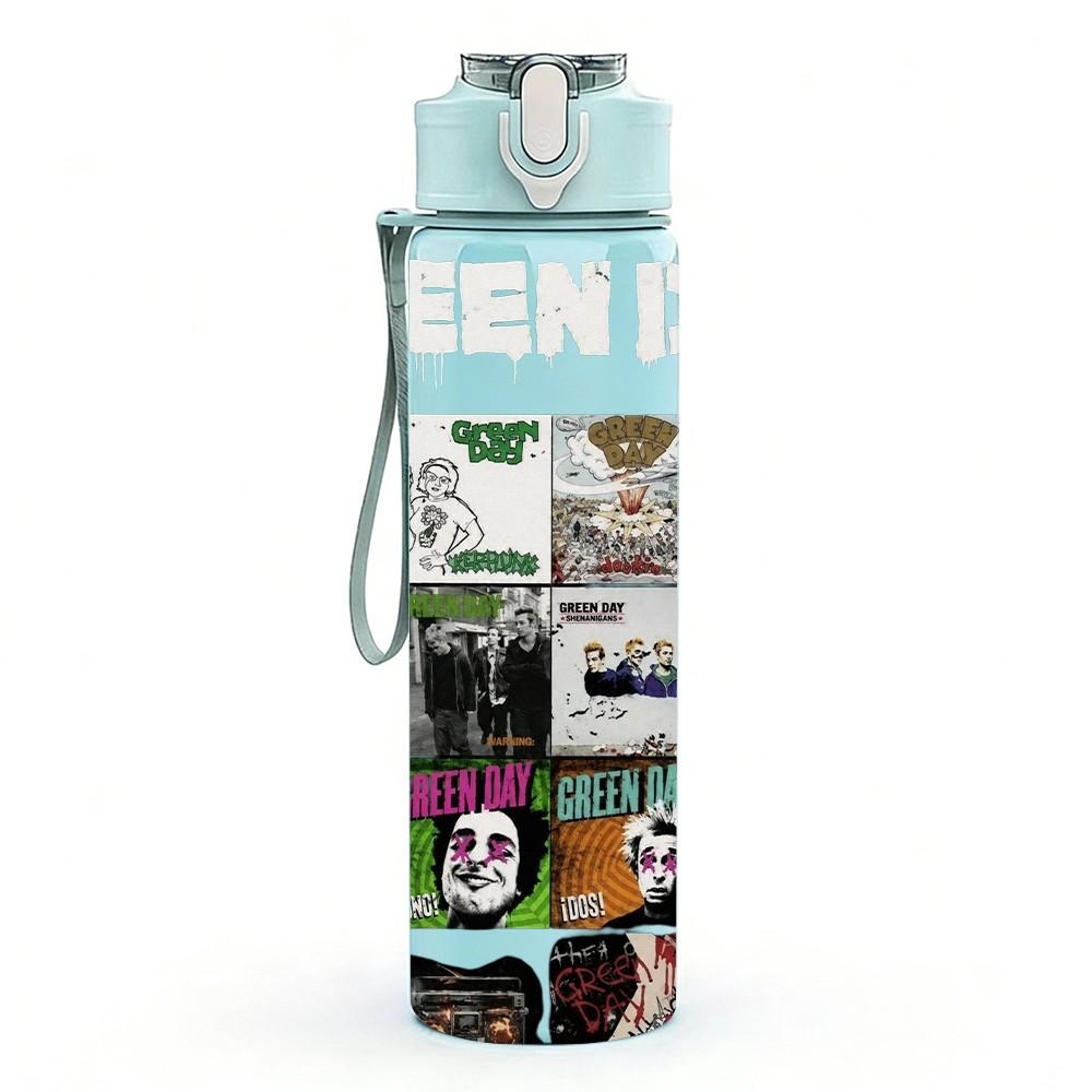 1PC Colorful Collage Photo 750ml sports water bottle leakproof straw lid outdoor office home