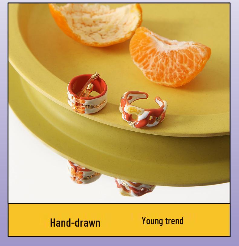 YOK Дофаминовый стиль Цветовой блок Жидкая форма Ручной работы Капельное масло Кольцо - Женские украшения