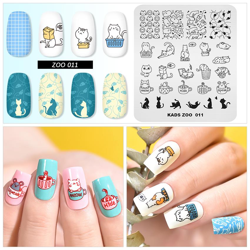 kads Шаблон для штамповки ногтей для штамповочных пластин, изображение маленькой кошки, собаки, дизайн ногтей, штамп для маникюра