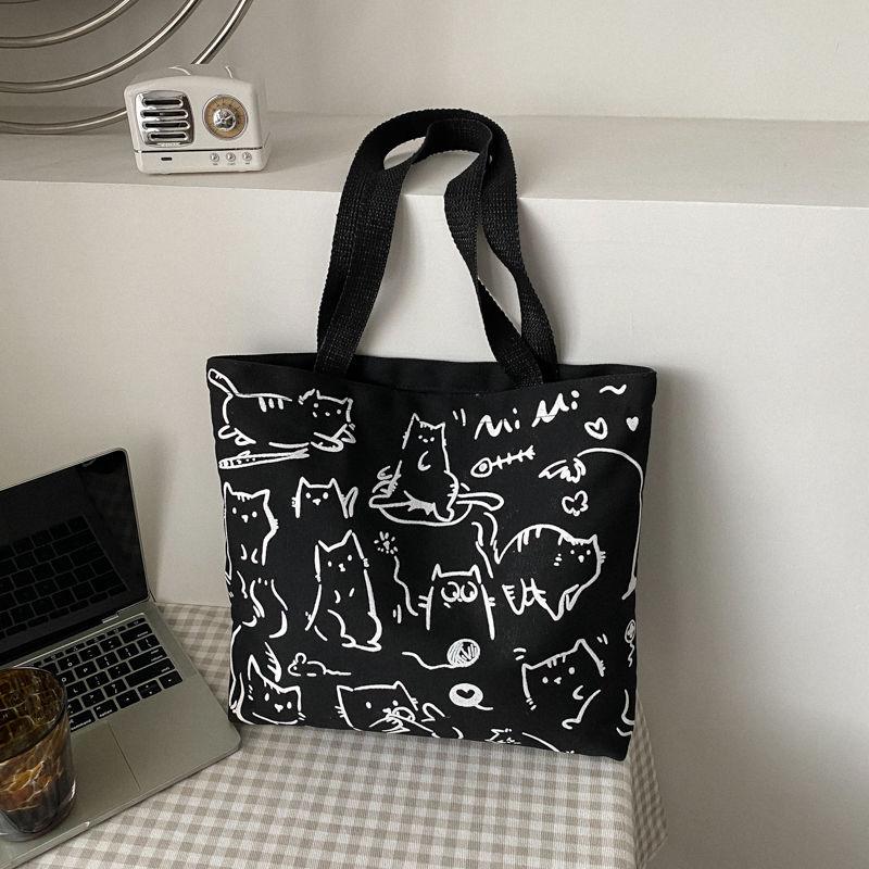 Женская сумка, нишевая дизайнерская холщовая сумка с принтом, студенческая сумка через плечо, большая вместительная сумка через плечо, сумка-тоут