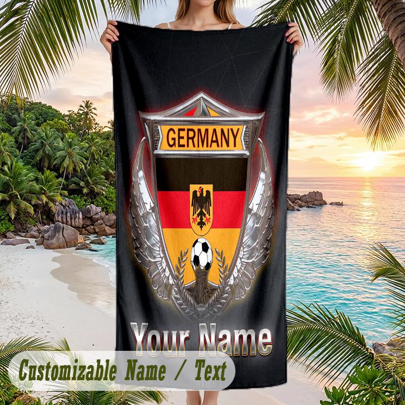 Beach Towel Germany national football team Print Custom Name Text Soft Towel for Swimming Pool