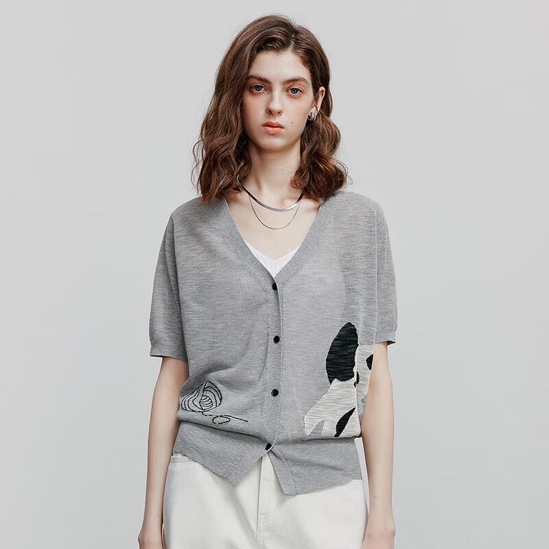 Женский трикотажный топ с V-образным вырезом и жаккардовым узором с кошкой от Chuyu