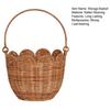 Wicker Storage Basket Large Capacity Strong Load-bearing Hand Woven Basket Scalloped Edge Round Basket with Handle