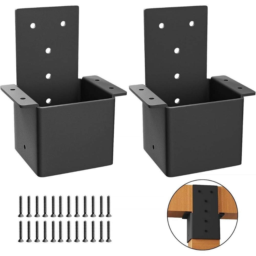 Black Pergola Bracket Metal Pergola Accessories with Screws Deck Railing Connector  Garden