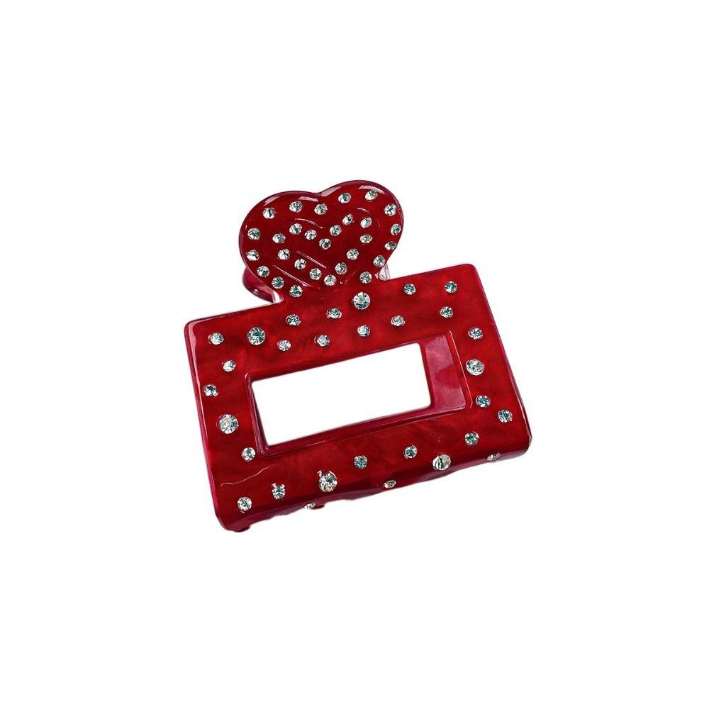 Уксусная кислота, ярко-красные губы, коготь для волос, винтажный горный хрусталь, акула, заколка для волос, полое сердце, женская заколка для волос