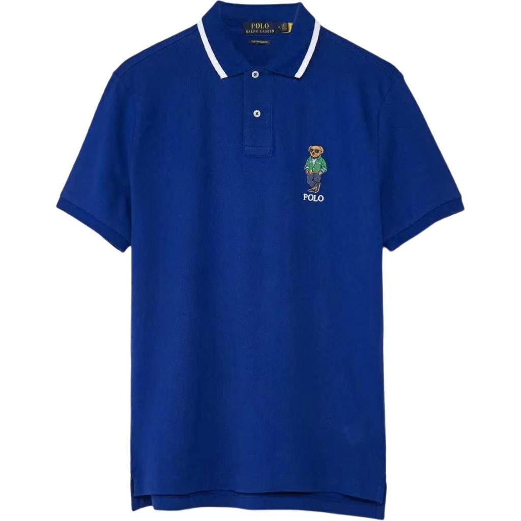 Polo Ralph Lauren SS22 Classic Bear Embroidered Short Sleeve Polo Shirt Men tops Blue 710867573001