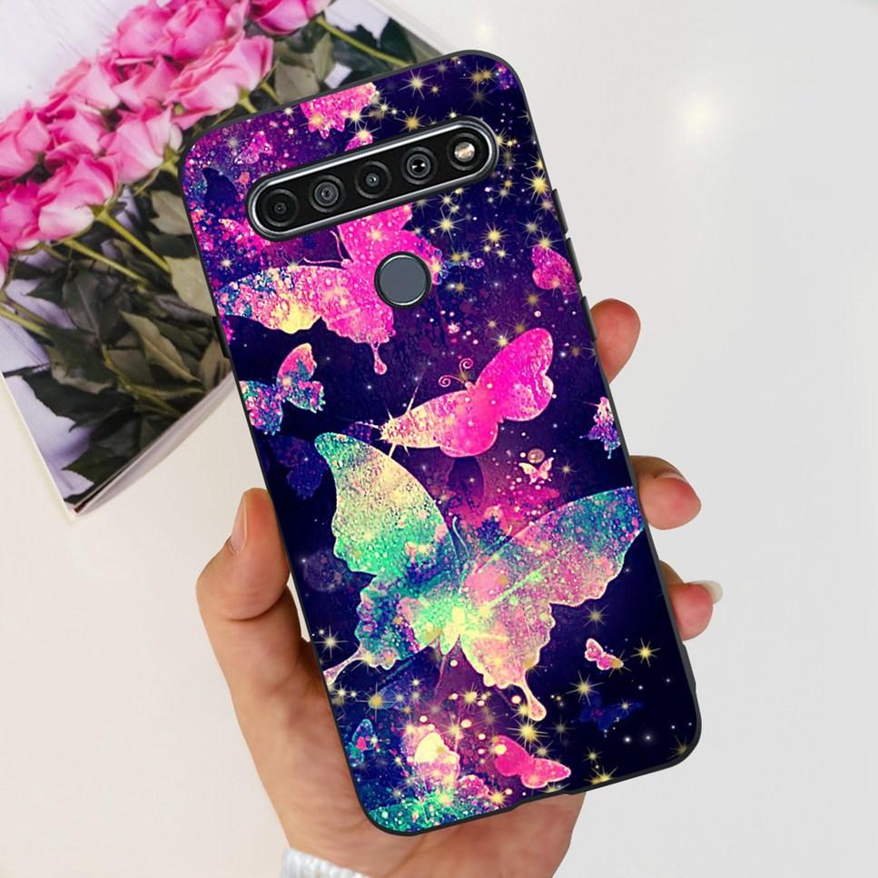 For LG K41S K 41S Case 2020 Black Silicone Cute Fashion Flower Shockproof Bumper For LGK41S LM-K410 Phone Back Cover 6.55" Funda