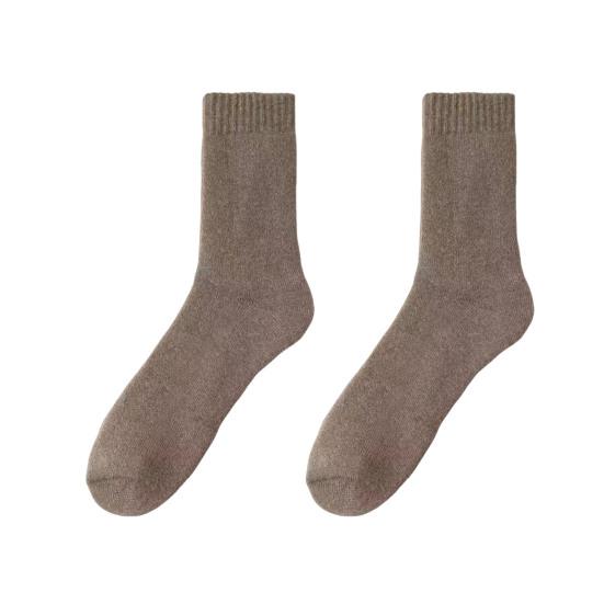 Yousheng 1 Pair Men Winter Socks Mid-tube Thick Thermal Insulation Home Bedroom Wear Floor Socks Solid Color Anti-slip Knitted Daily Wear Sport Socks