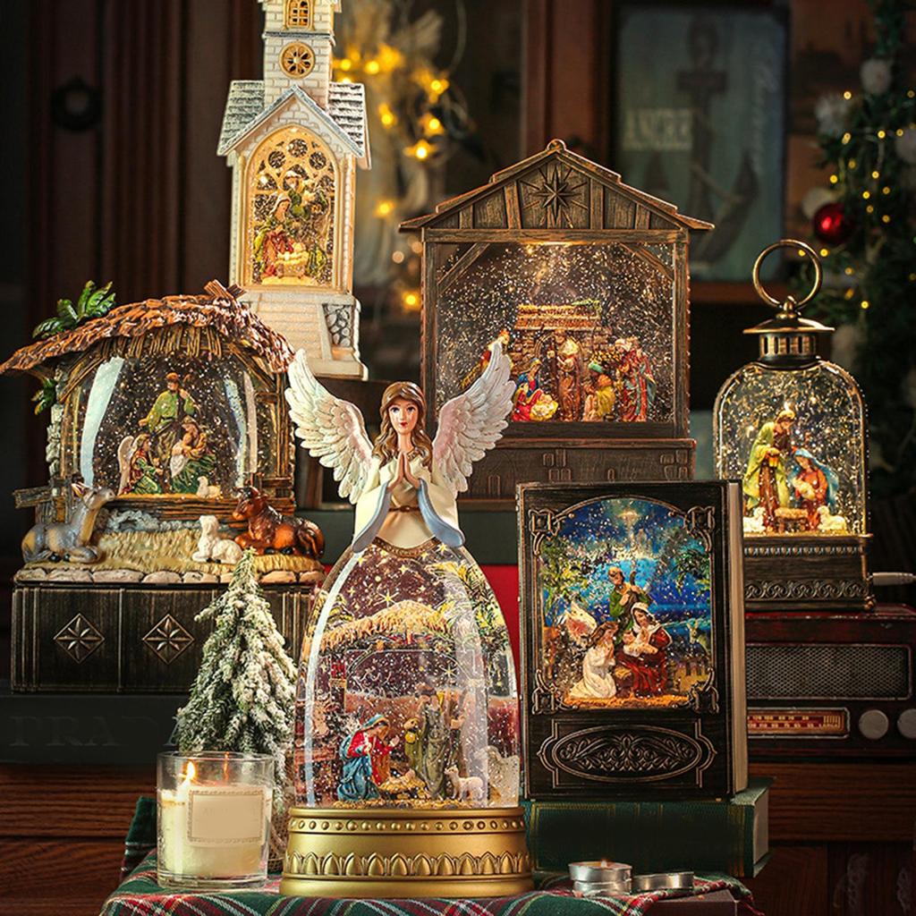 Christmas Snow Globe, Which Can Be Used As A Table Decoration, Nativity Scene Night