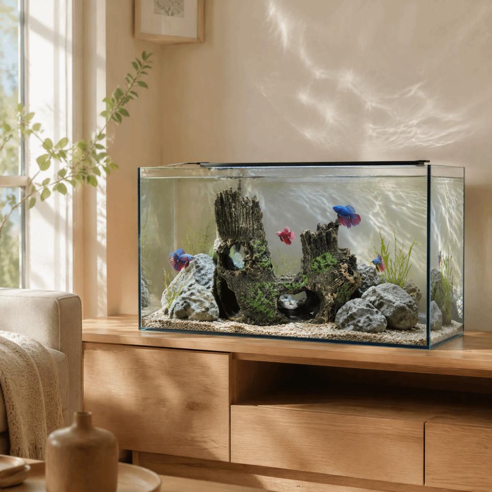 Textured Surface Aquarium Tree Stump Decor Resin Aquarium Hideout Shrimp Habitat