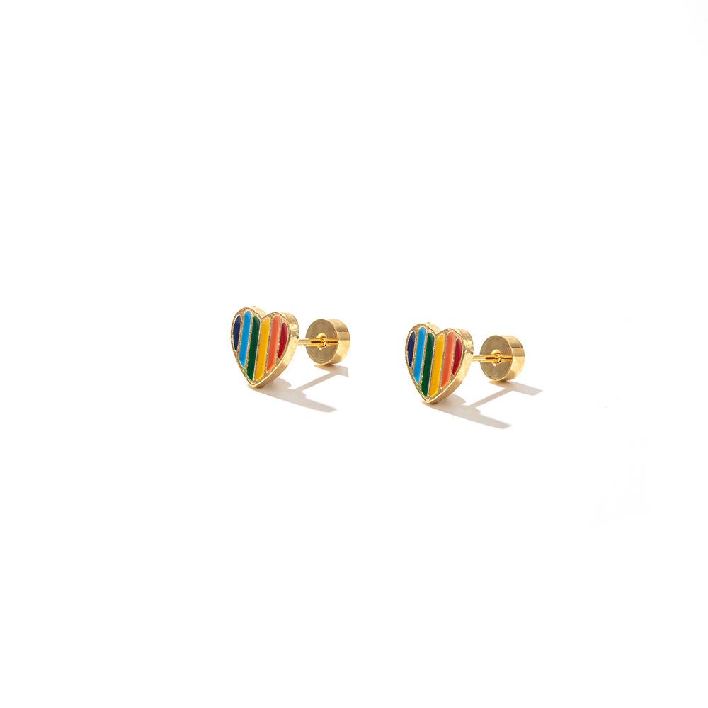 New Earrings Rainbow Color Geometric Drip Earrings Stylish Simple Style Jewelry Women