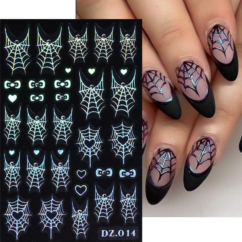 1/4Pcs Halloween Cute Spider Nail Stickers Slide Decals Manicure Decoration Nail Supplies for Creative Nail Design