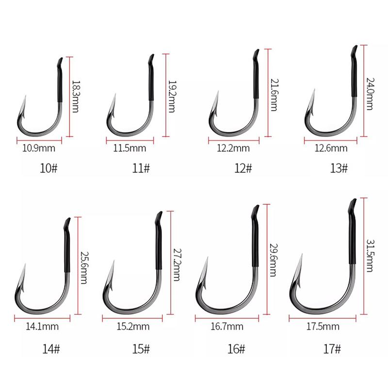16pcs Anti-dropping Giant Hook Offset Barbed Hook for Black Carp Fishing Angled Point Design with Anti-Slip Barb Anchor Hook Bold Bulk Fishing Hook