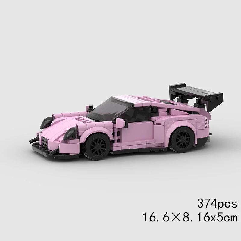 MOC Скоростной супергоночный автомобиль, модель гоночного автомобиля, строительные блоки, раллийный спортивный пикап, игрушечный город, технический рождественский подарок
