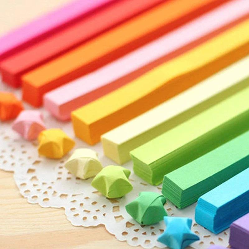 540 Sheets 27 Colors Double Sided Lucky Star Origami Paper Strips DIY Handmade Craft Home Decoration Art Supplies