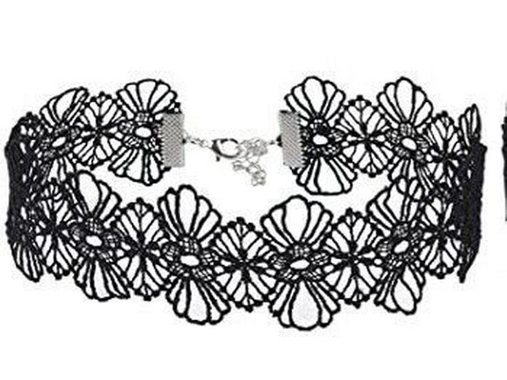 Универсальный набор ожерелий-чокеров из черного кружева: Женские цепочки на ключицу из шести предметов