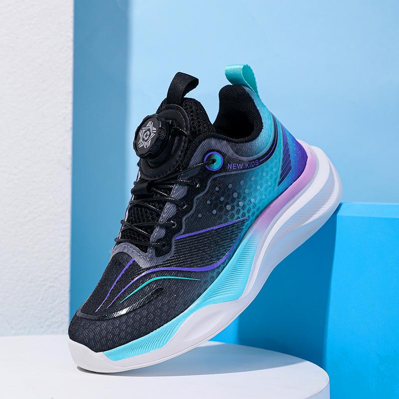 Children's sports shoes boys and girls summer new mesh running shoes single mesh breathable button shoes lightweight cushioning classmates